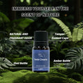 Close-up of LAIFU Sweet Dreams essential oil blend in an amber bottle on moss, featuring tamper-evident caps and UV protection for natural and fragrant odor.