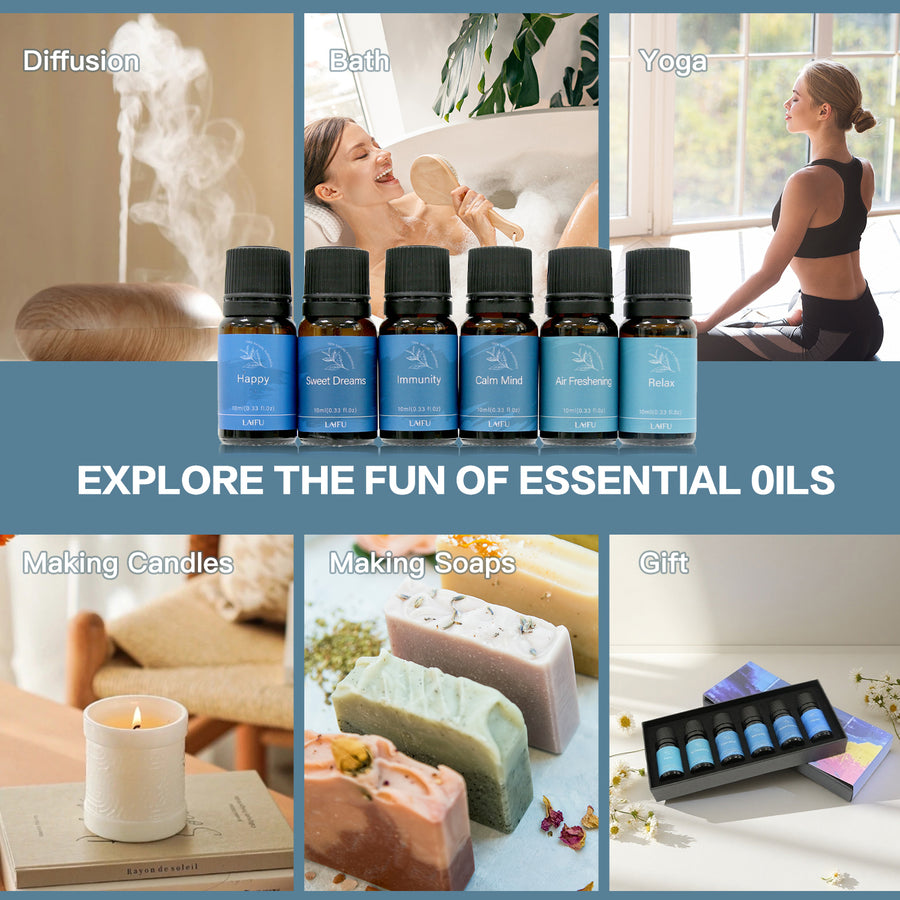 Explore the fun of essential oils with multiple uses: aromatherapy diffusion, bath, yoga, making candles, making soaps, and as a gift.