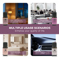 Multiple usage scenarios for LAIFU Gentlemen's essential oils: relaxing in the bedroom (Leather), office focus (Cedar), bathroom freshness (Bay Rum), and car comfort (Sweet Tobacco).
