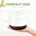Compact and space-saving Pniaw 500ml diffuser held in hand, measuring 5.3 inches wide and 3.7 inches high, perfect for small spaces.